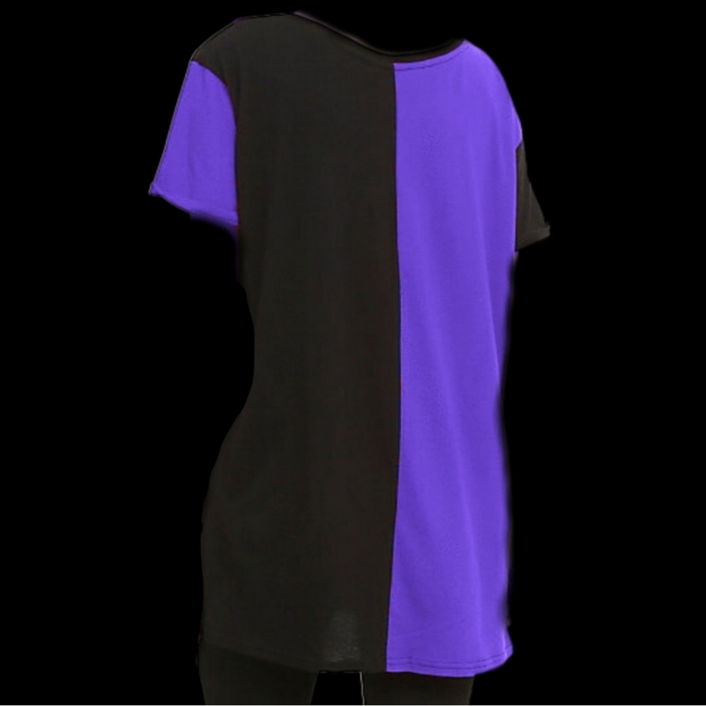 💜🖤 𝕴𝖗𝖔𝖓 𝕱𝖎𝖘𝖙 Bad to the Bone Tee Goth Purple Skeleton Small Skull Top - Picture 2 of 5